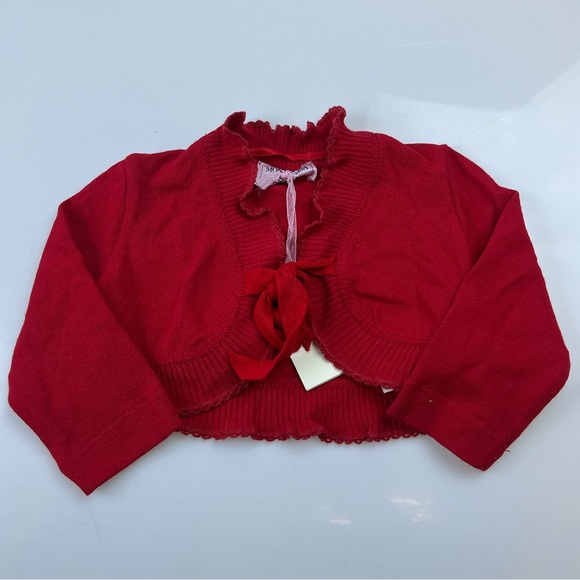 Monnalisa Red Bow Detail Little Girls Cardigan N276-90 - Picture 6 of 9